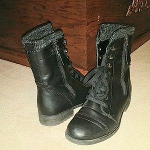 Black combat boots